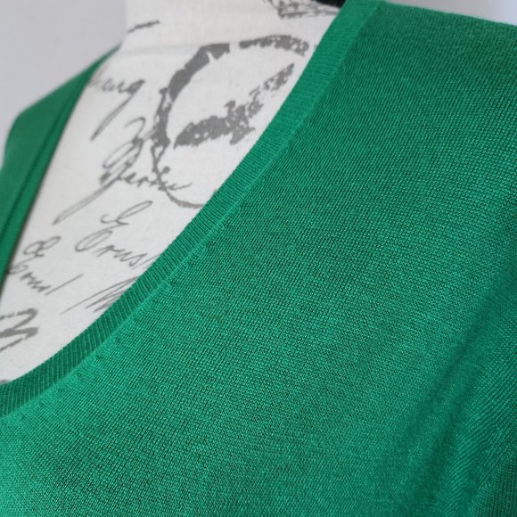 NWoT Kangra Silk Cotton Blend Sweater Pullover V-Neck Green - Picture 3 of 9